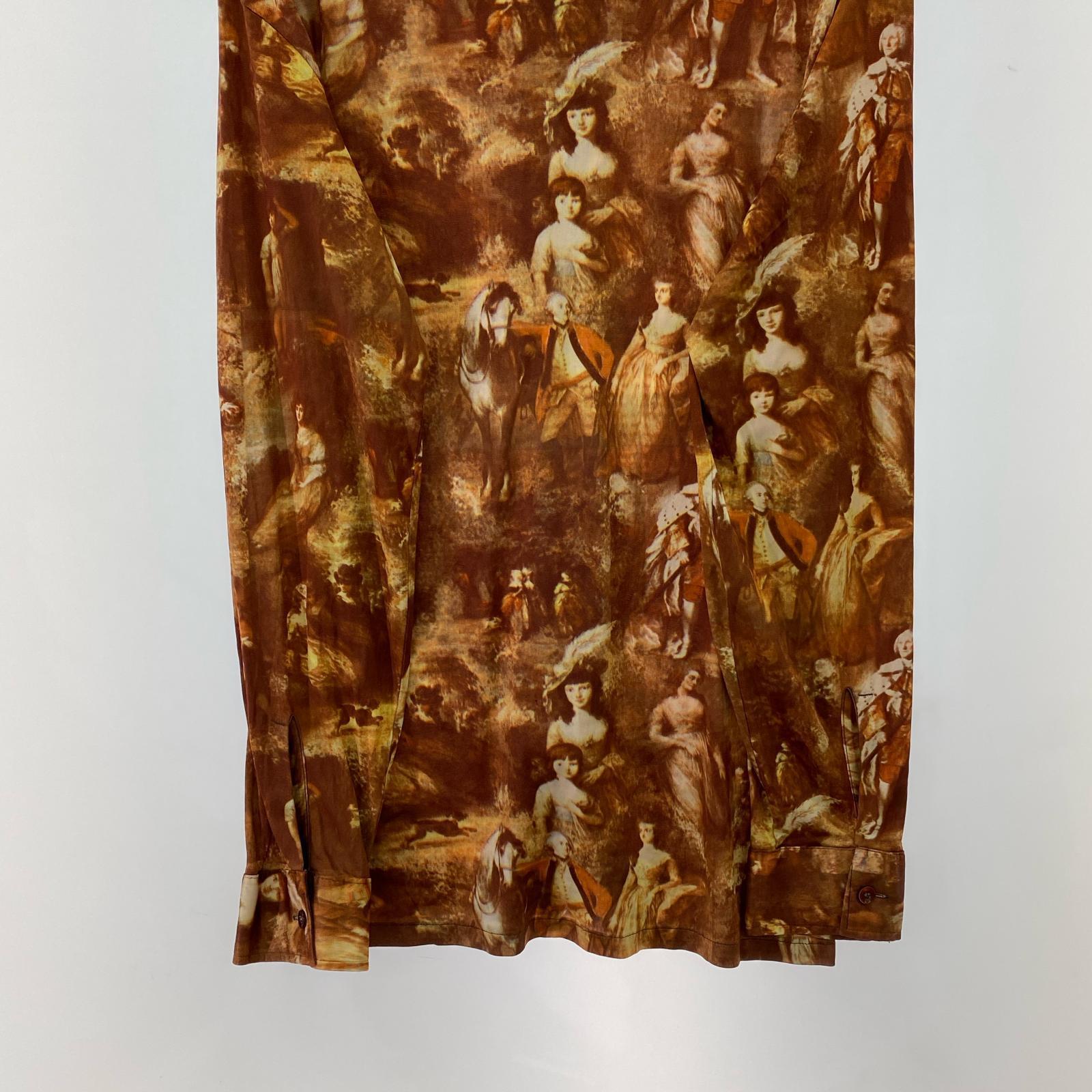 長袖シャツ 70s 西洋画 ポリシャツ (L) L ブラウン