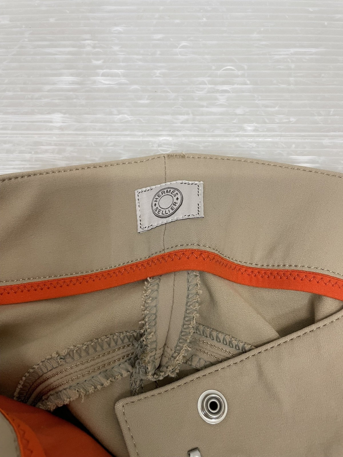 HERMES SELLIER H刺繍 ライディングパンツ 38 ベージュ