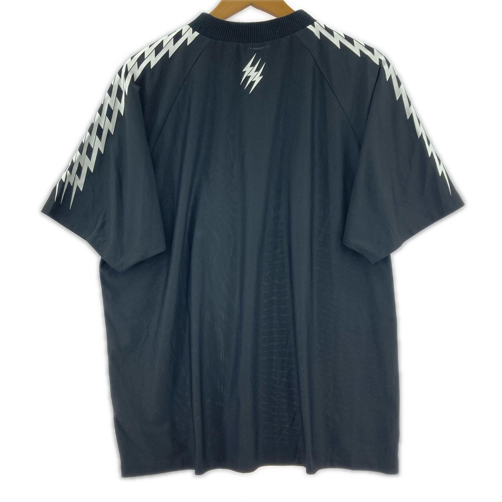 半袖Tシャツ THUNDER STRIPES MOCK NECK TEE 黒