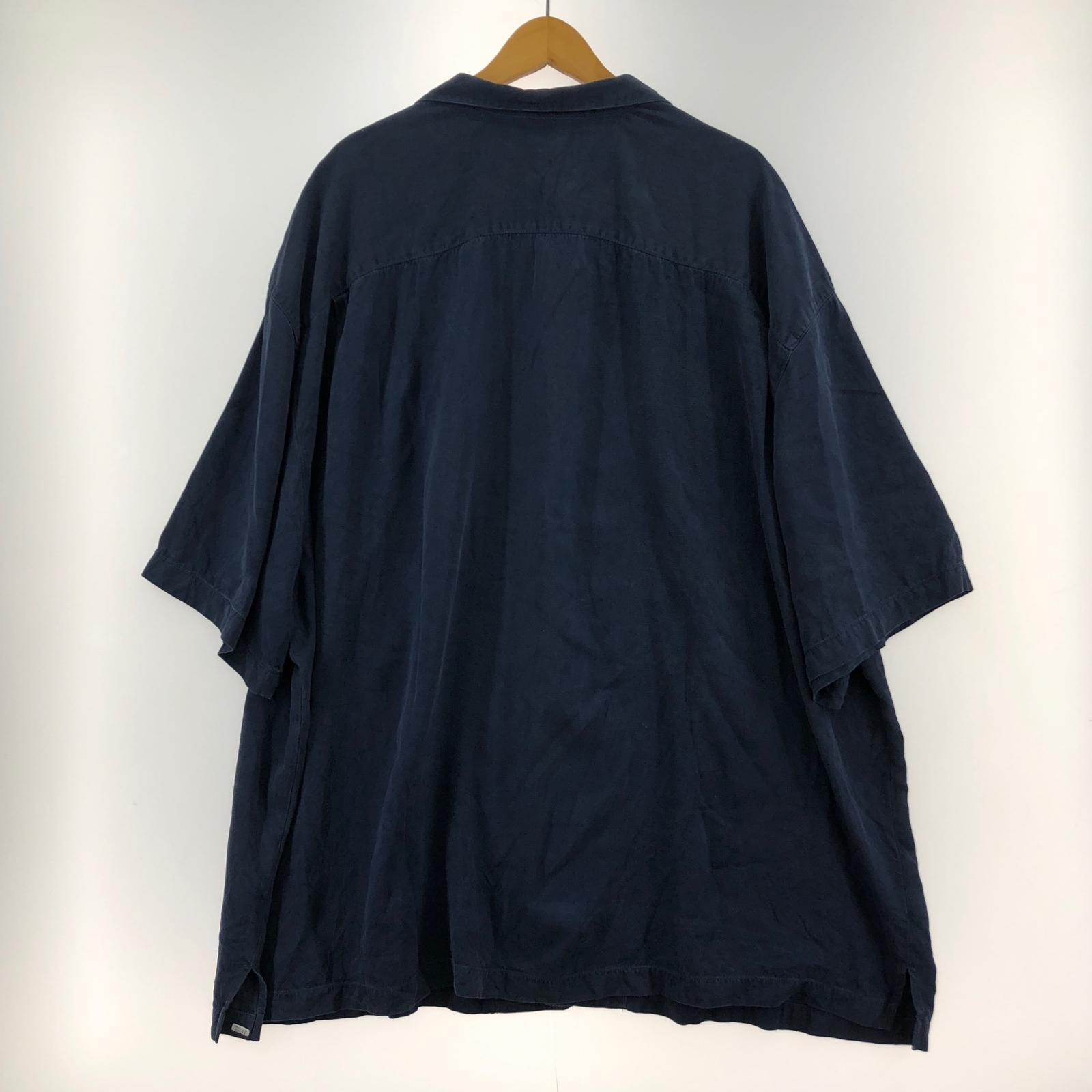 半袖シャツ 90s S/Sシルクシャツ ネイビー