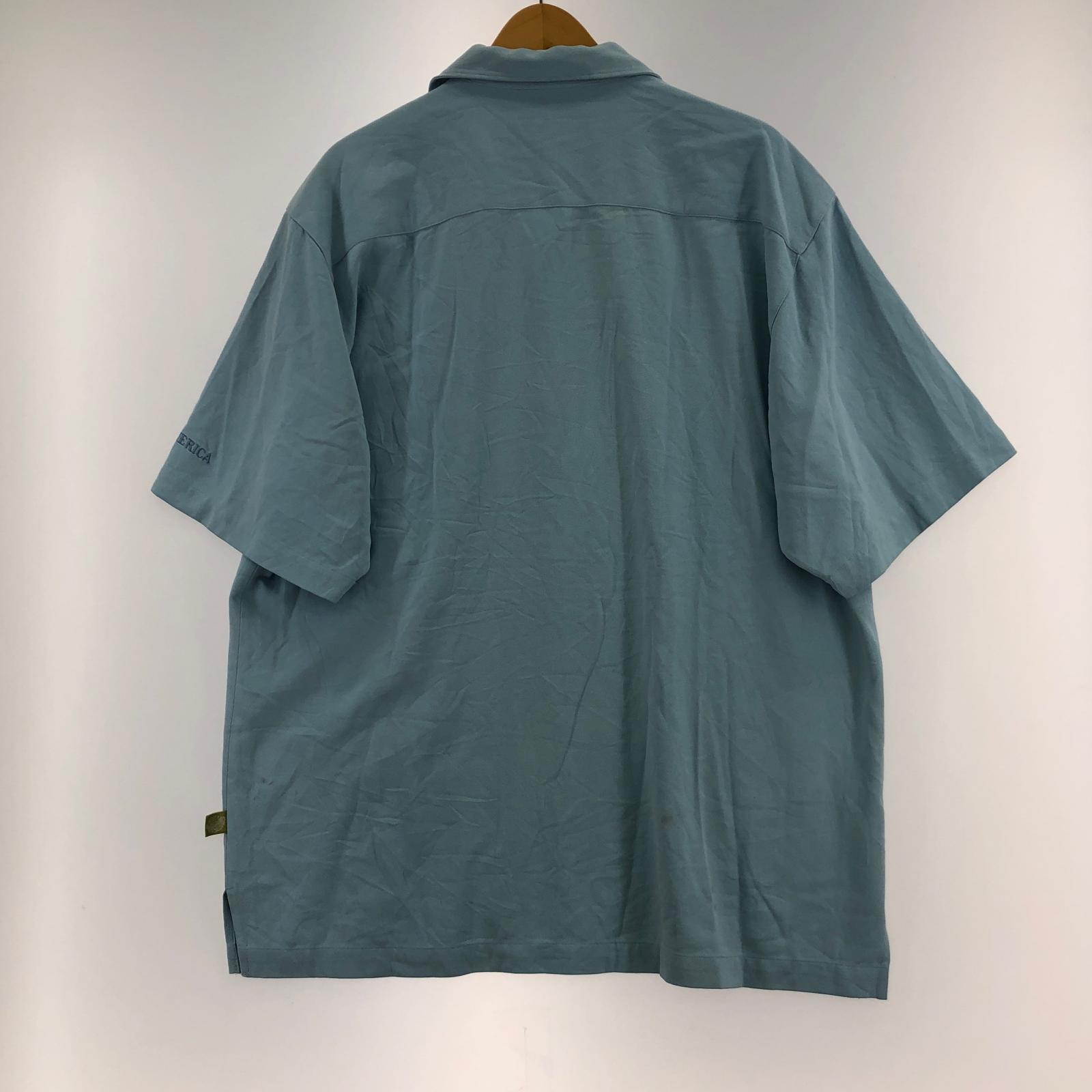 半袖シャツ 90s S/Sシルクシャツ ブルー M