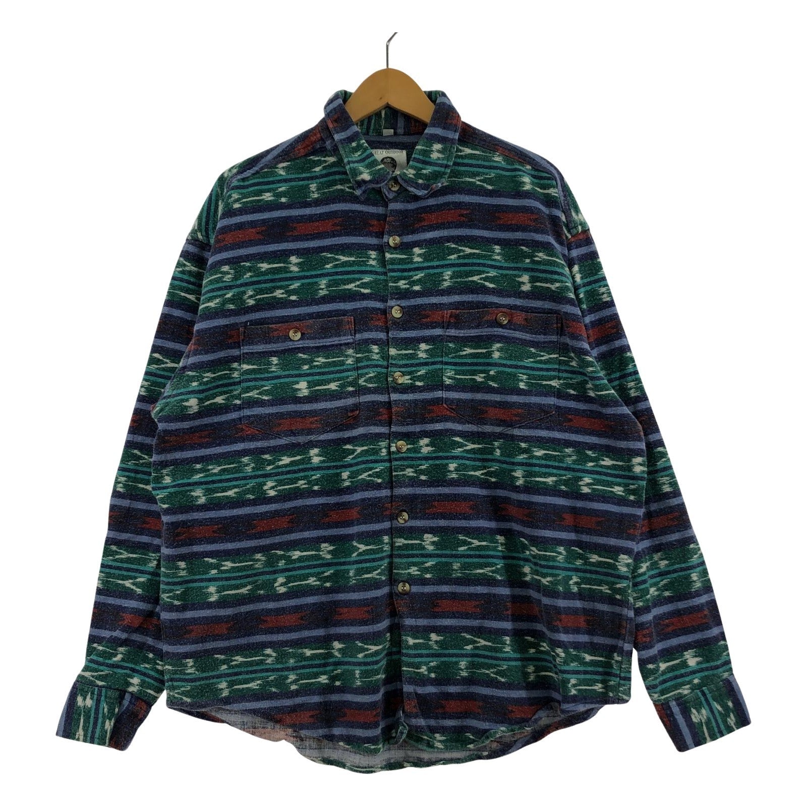 長袖シャツ 80s EURO ネイティブ柄シャツ LL