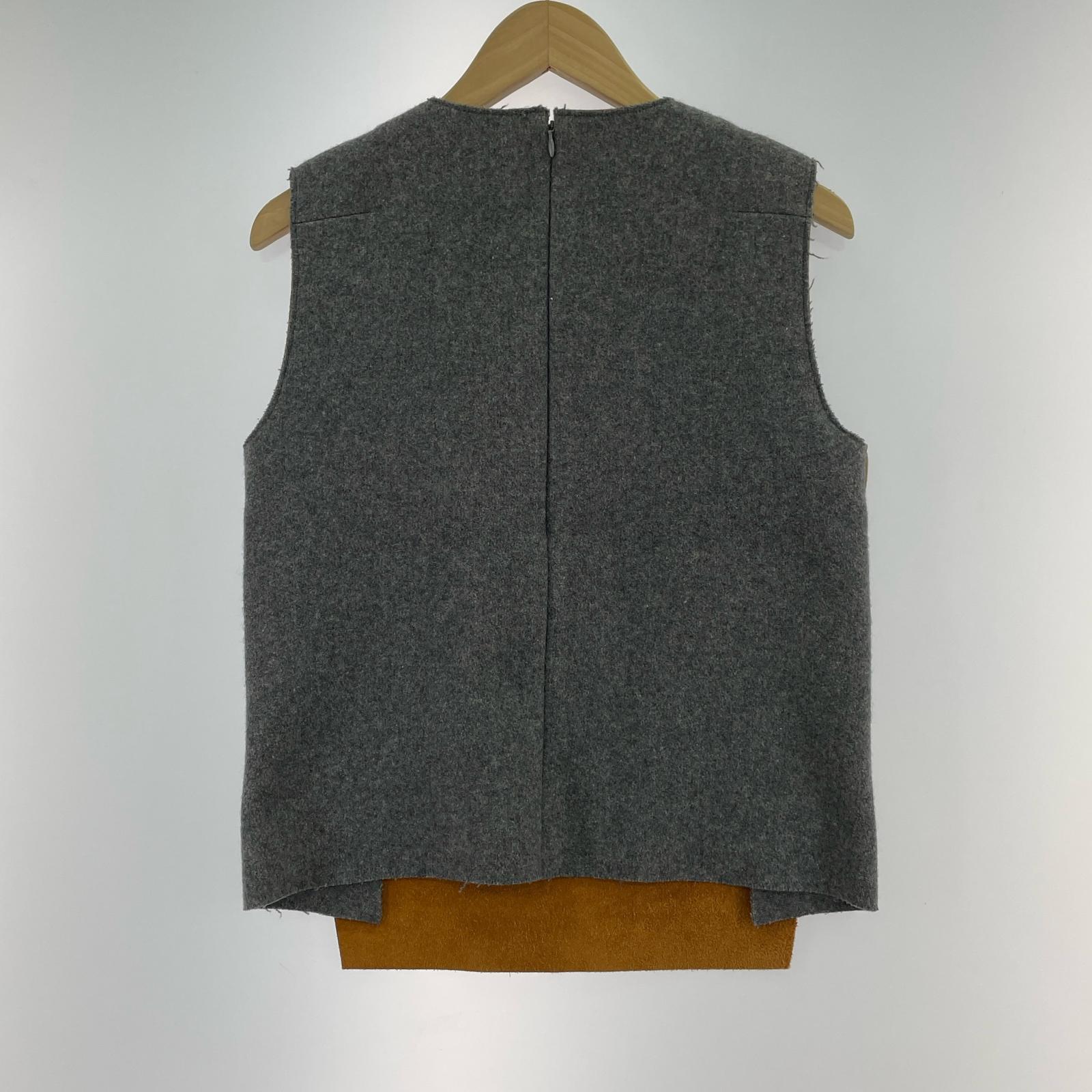 その他トップス JOHN LAWRENCE SULLIVAN レザー×ウール ベスト OS ブラウン×グレー