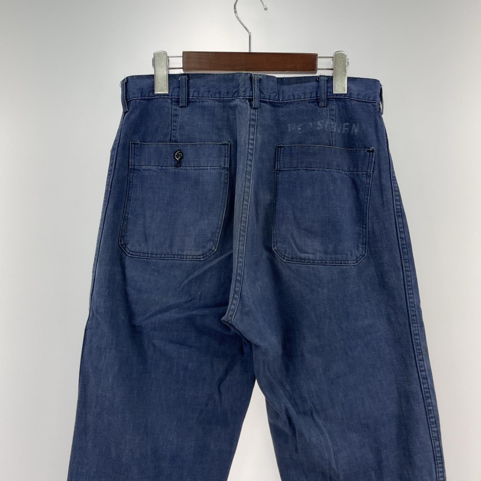 デニムパンツ U.S.NAVY 50s セーラーパンツ ブルー