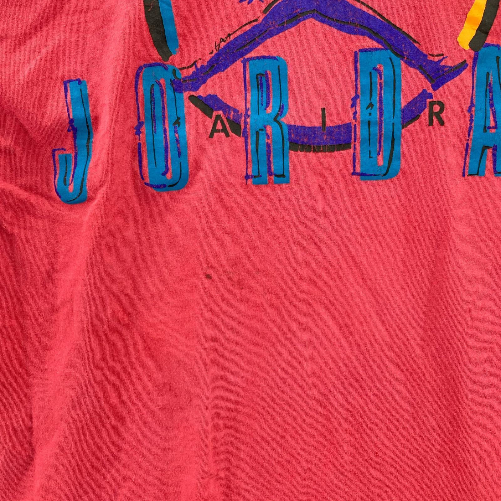 半袖Tシャツ 90s 銀タグ JORDANロゴプリント レッド(L) L レッド