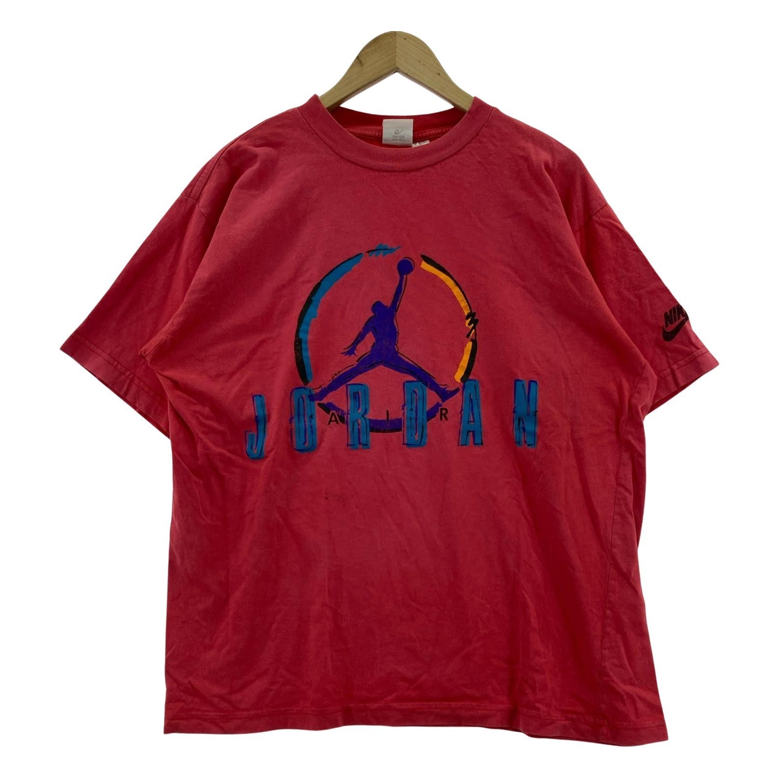 半袖Tシャツ 90s 銀タグ JORDANロゴプリント レッド(L) L レッド