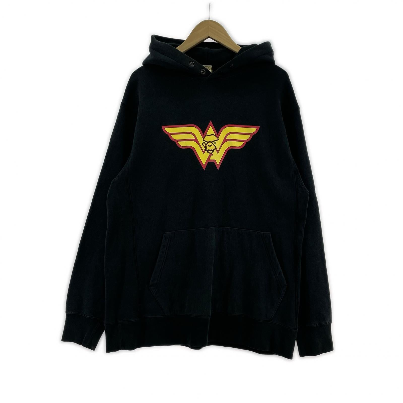 パーカー 90-00s フロントプリントPOパーカー BLK L L ブラック