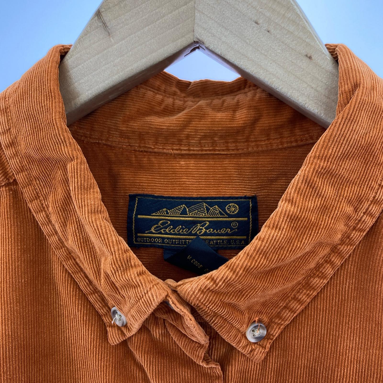 長袖シャツ 80-90s コーデュロイ オレンジ(XL) オレンジ