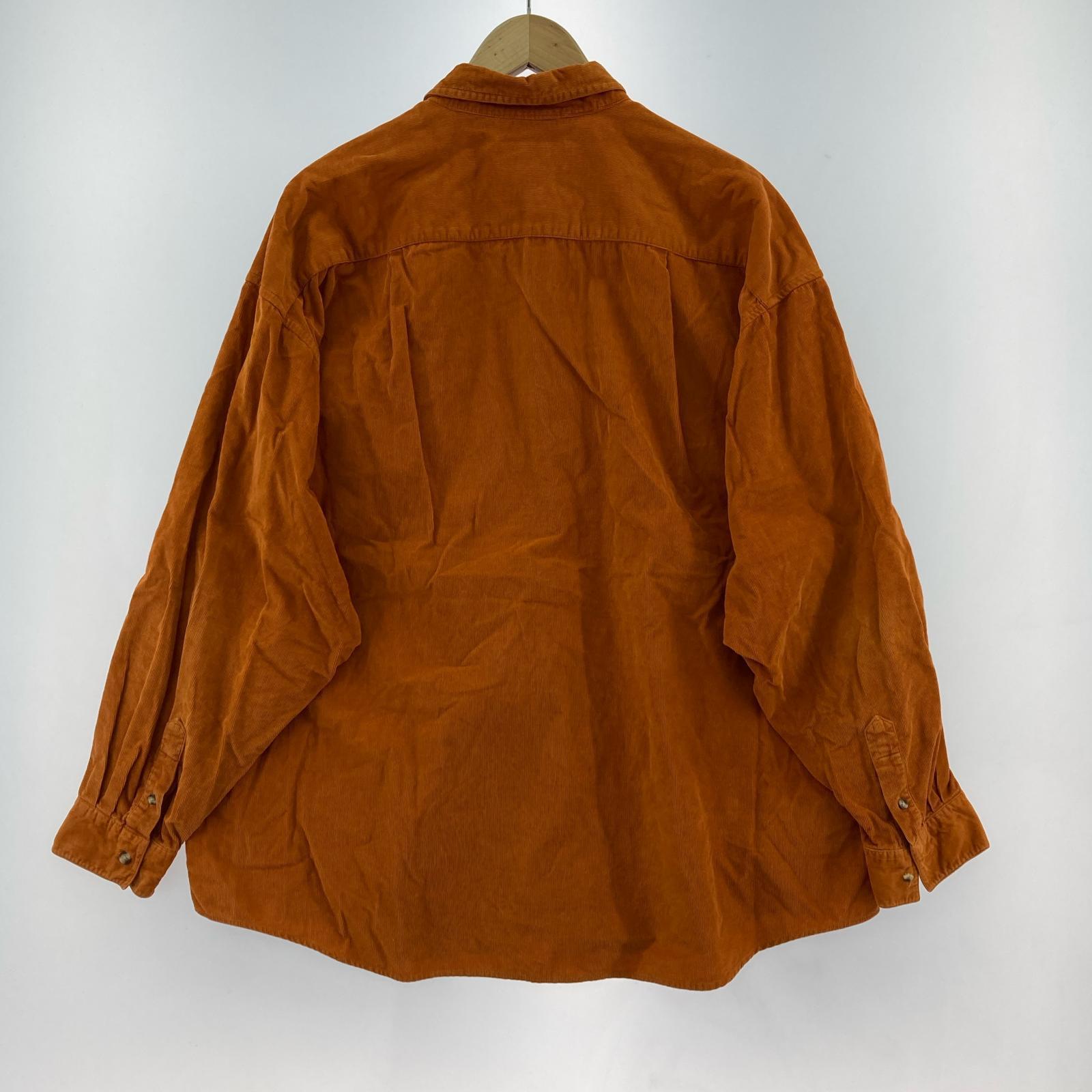 長袖シャツ 80-90s コーデュロイ オレンジ(XL) オレンジ