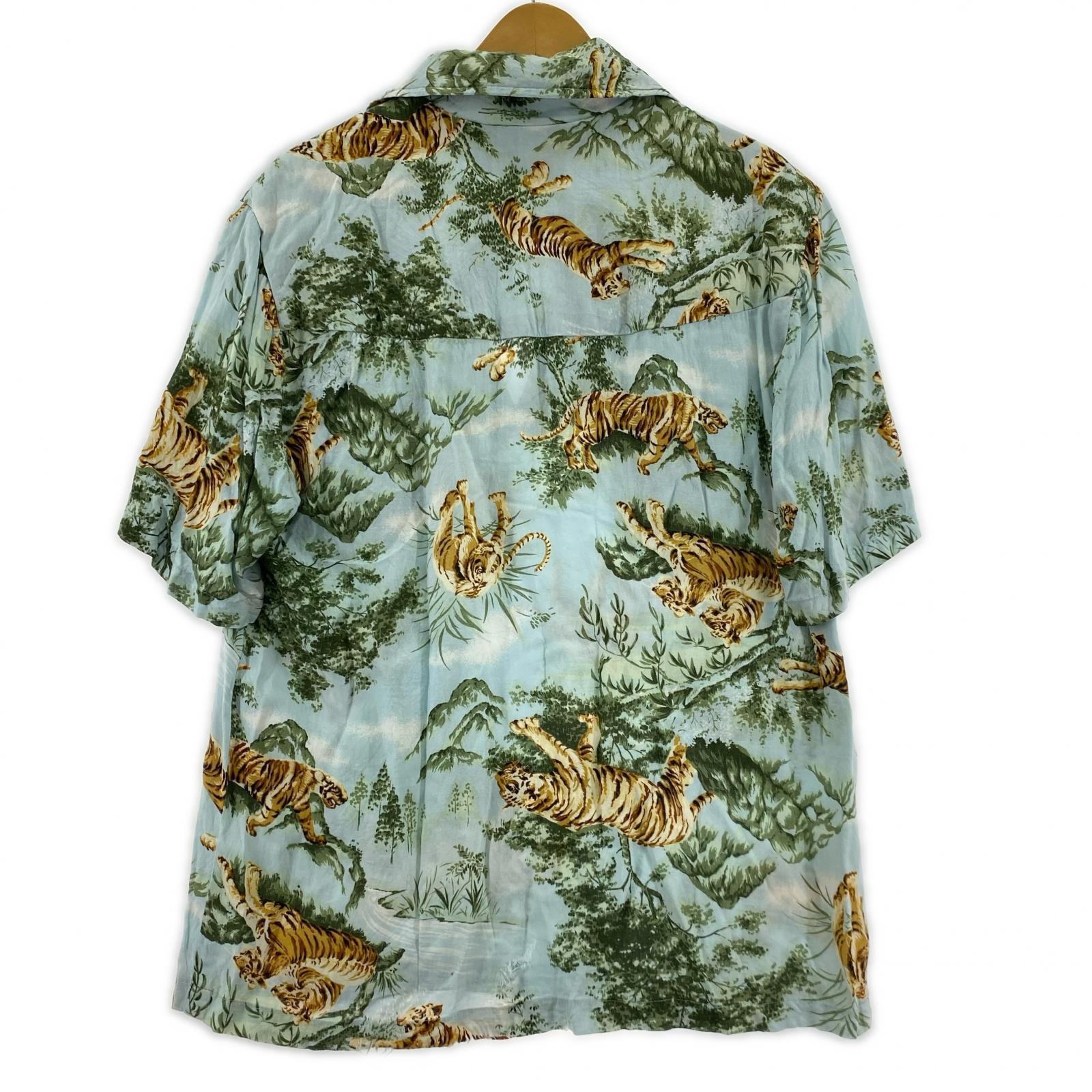 半袖シャツ 70s アロハシャツ トラ ブルー