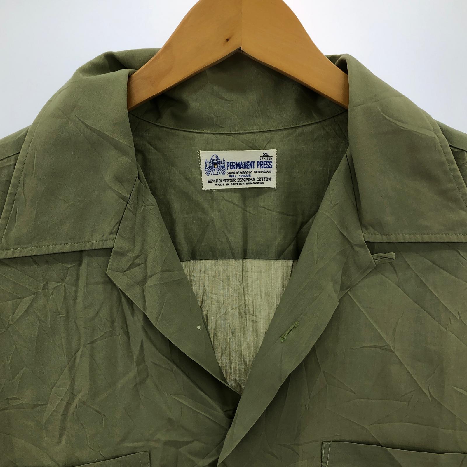半袖シャツ 60s-70s PERMANENT PRESS 開襟シャツ グリーン