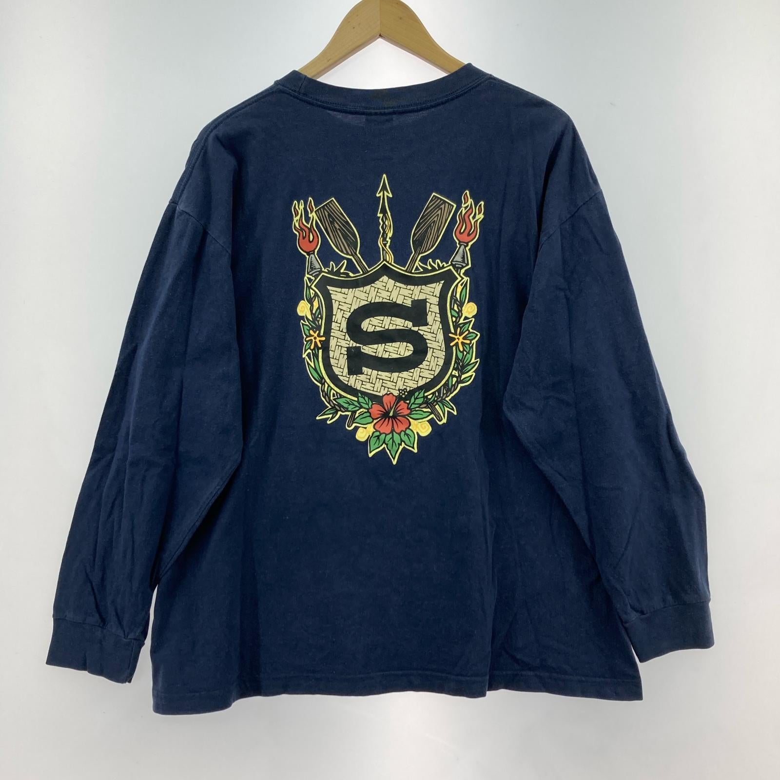長袖Tシャツ USA製 バックプリント sizeM ネイビー M ネイビー