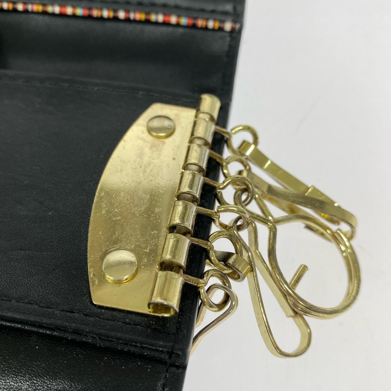 ウォレットチェーン ラビットシルエット レザー6連キーケース 黒 ブラック