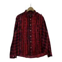 長袖シャツ リメイク 赤 XL レッド