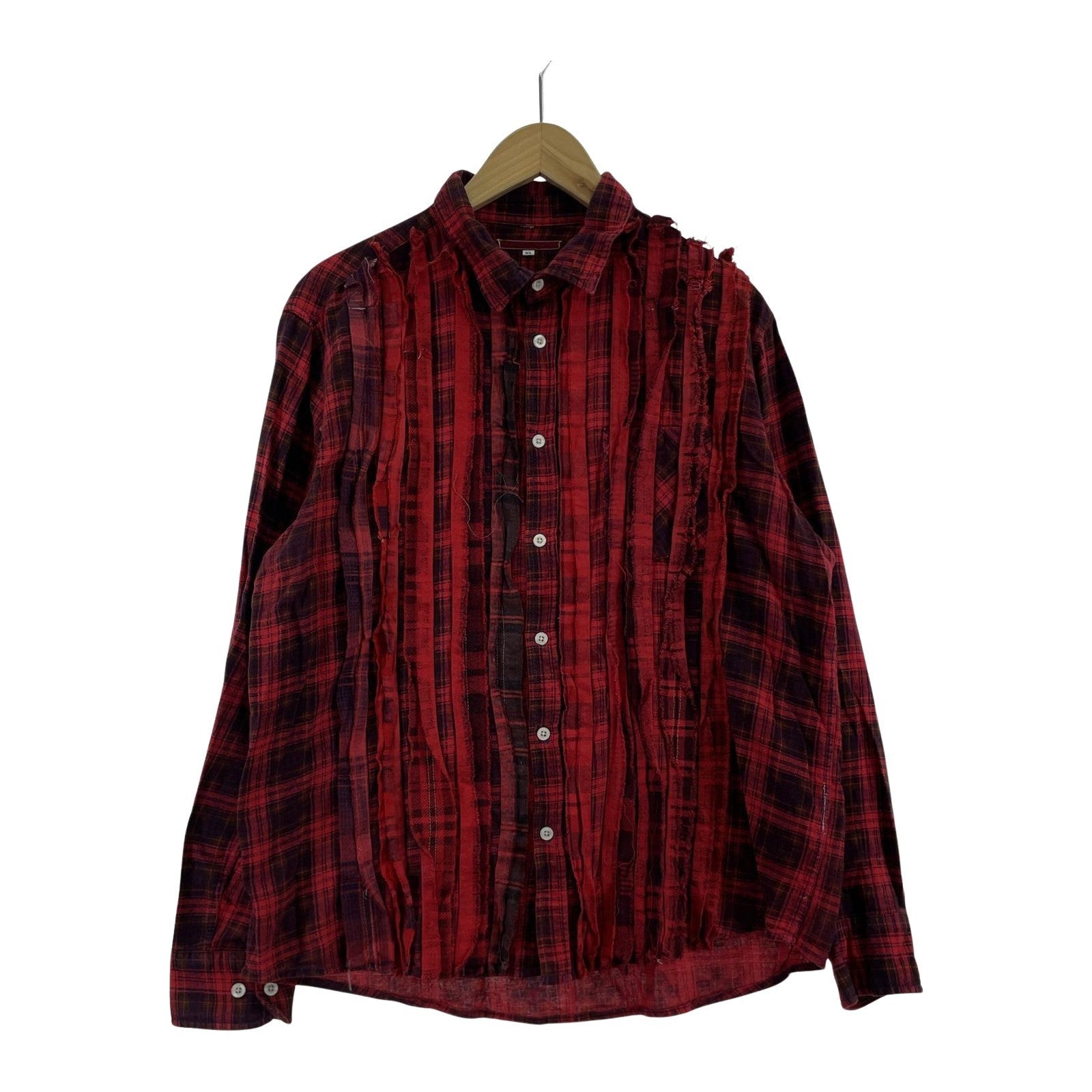 長袖シャツ リメイク 赤 XL レッド
