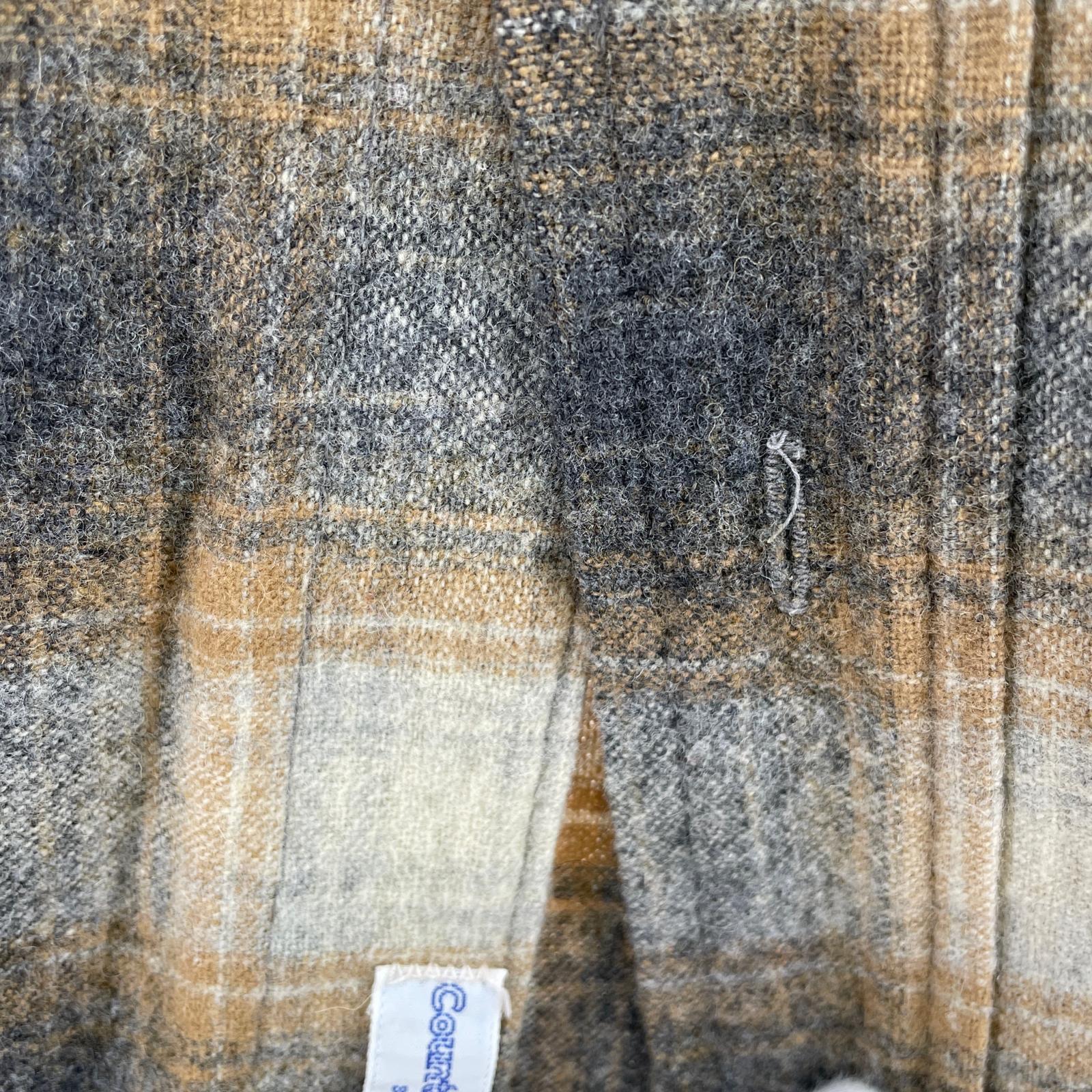 長袖シャツ 70s オンブレチェックシャツ ベージュ S