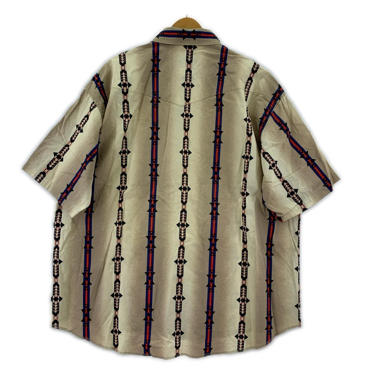 半袖シャツ Wrangler 70s ネイティブ柄 ウエスタンシャツ ベージュ (XXL) ベージュ