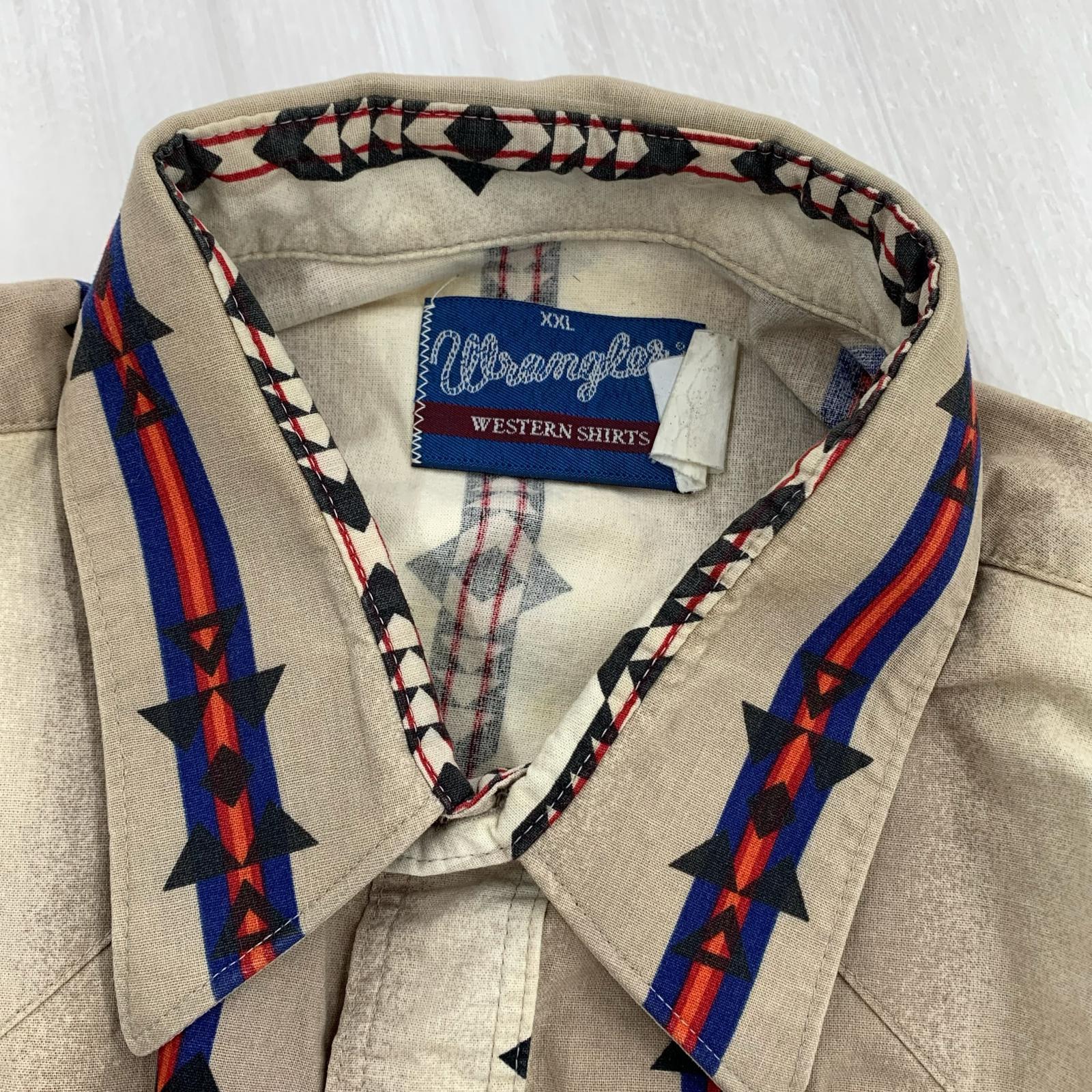 半袖シャツ Wrangler 70s ネイティブ柄 ウエスタンシャツ ベージュ (XXL) ベージュ