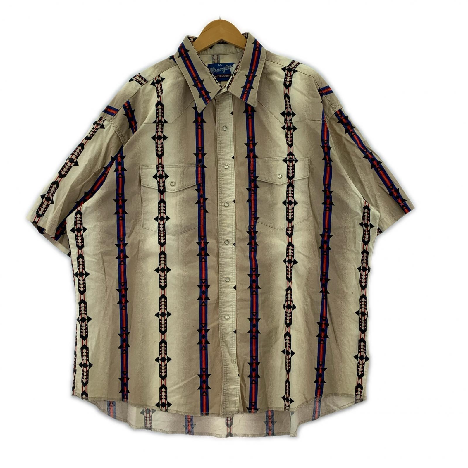 半袖シャツ Wrangler 70s ネイティブ柄 ウエスタンシャツ ベージュ (XXL) ベージュ