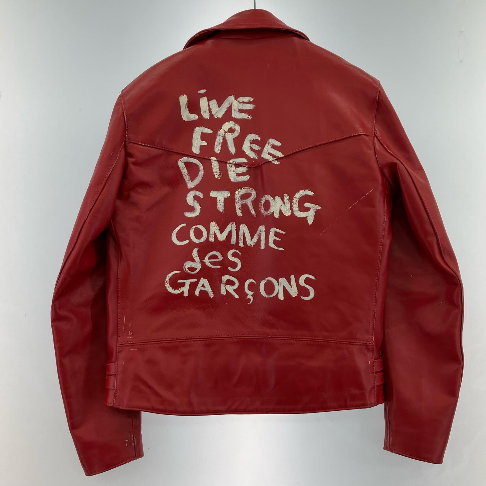 レザージャケット ×COMME des GARCONS ライトニング 40 40 レッド