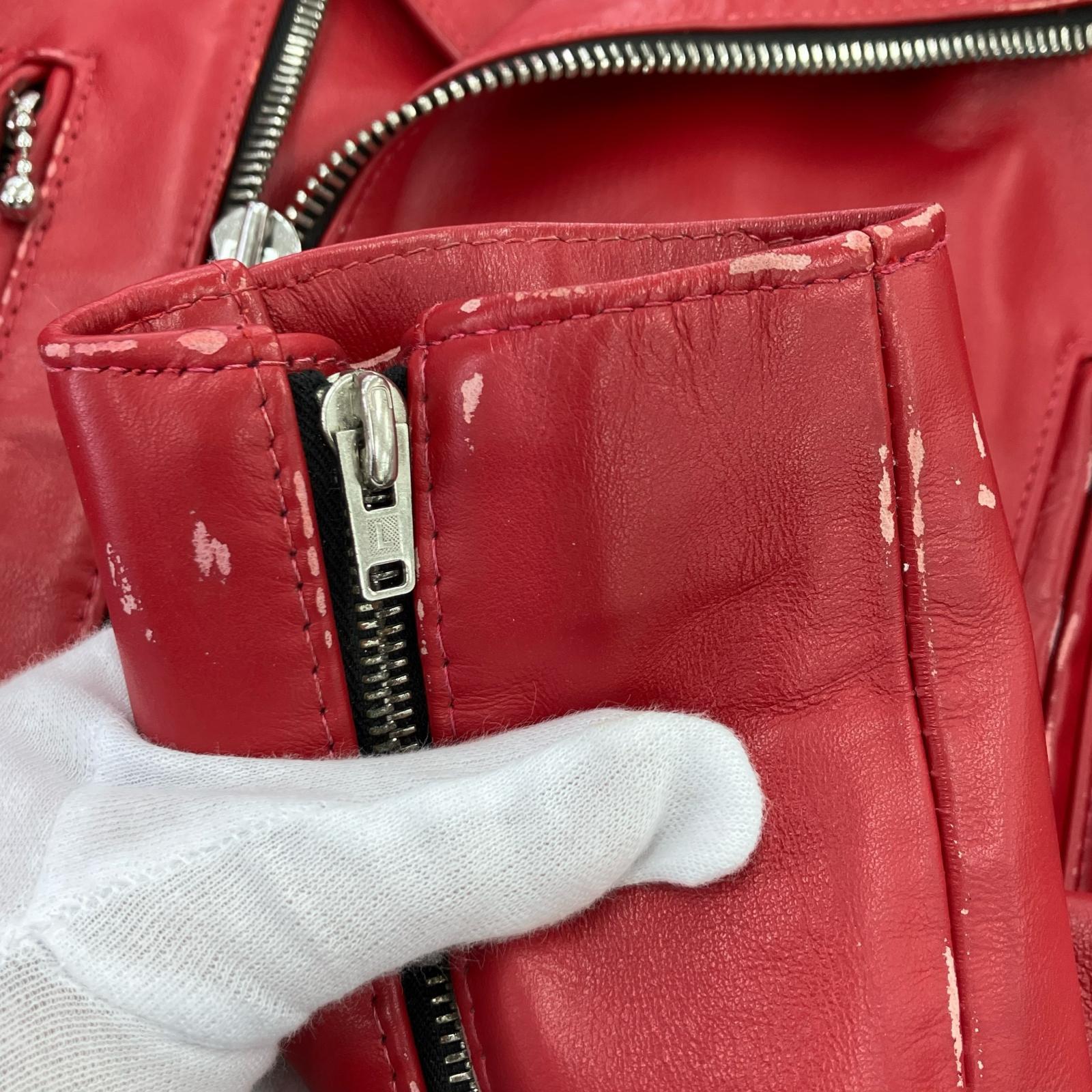 レザージャケット ×COMME des GARCONS ライトニング 40 40 レッド