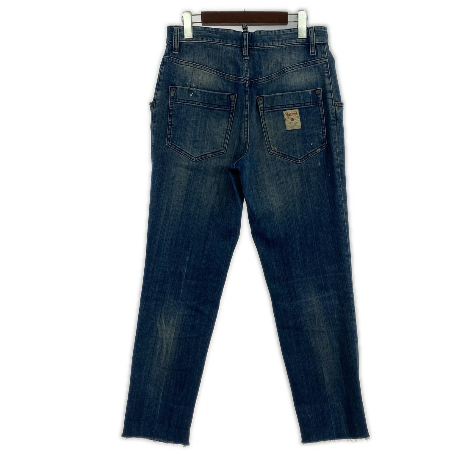 デニムパンツ ダメージ加工 スキニー 40 ブルー