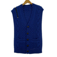 ニット double zip reverse aran pattern vest ブルー ブルー