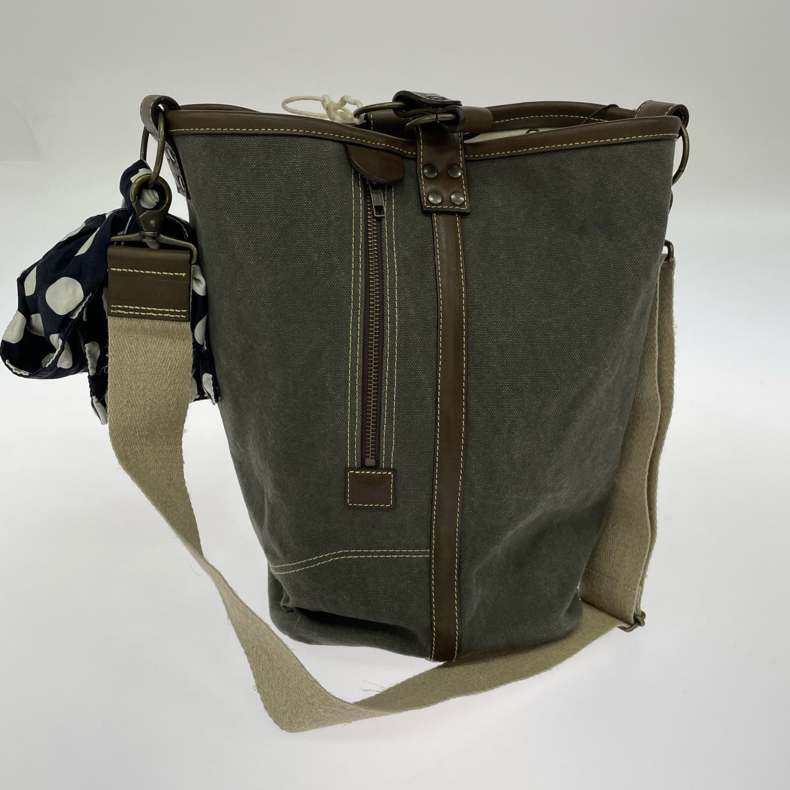 ショルダーバッグ 防水キャンバス / オイルレザー KHK カーキ