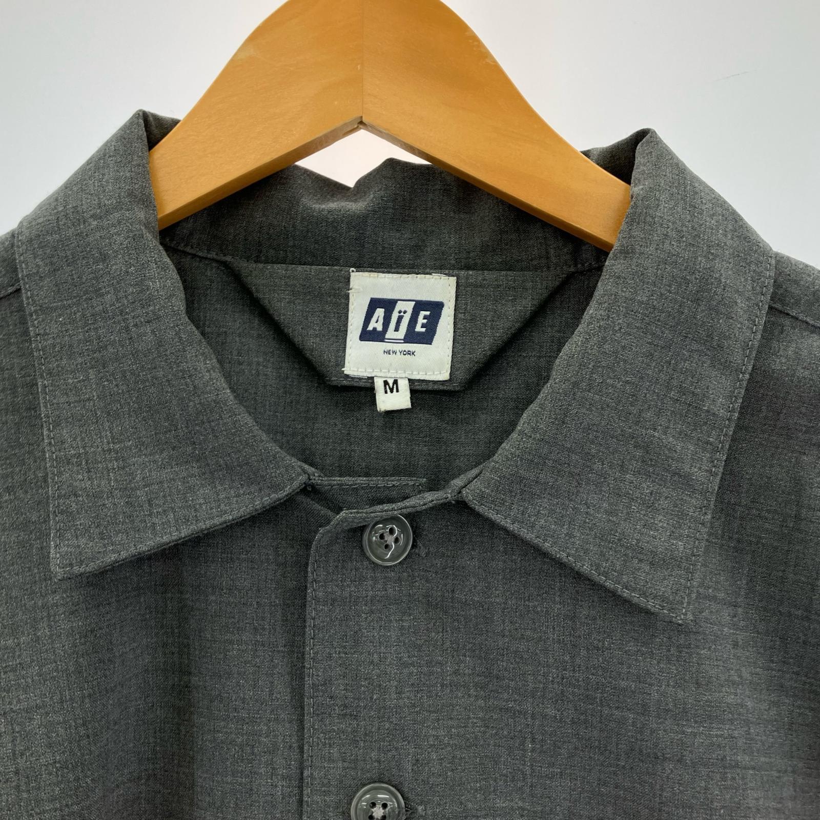 長袖シャツ 開襟シャツ グレー M M グレー