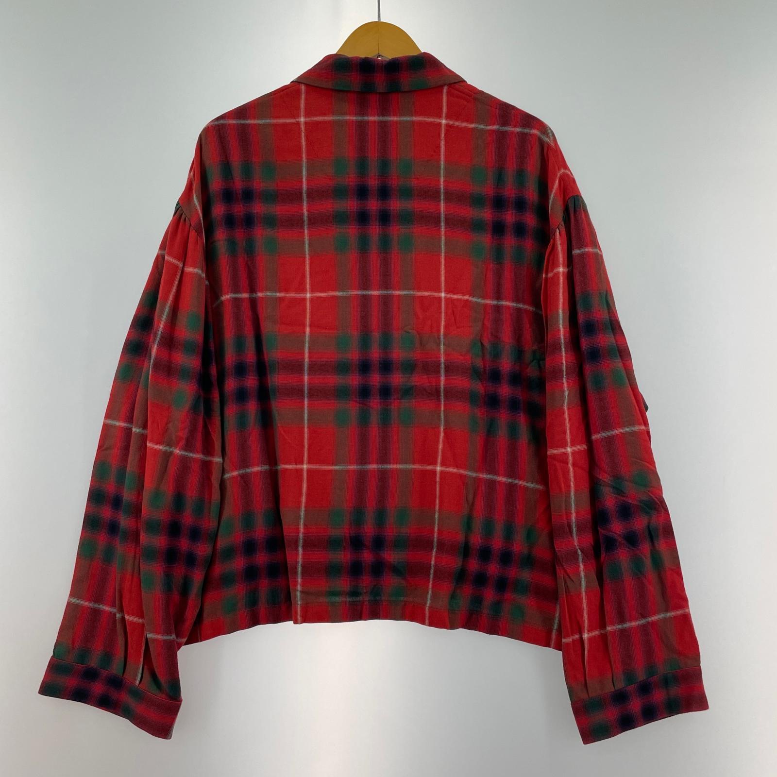 長袖シャツ 22ss チェックオンブレタータンチェックシャツ 42 レッド