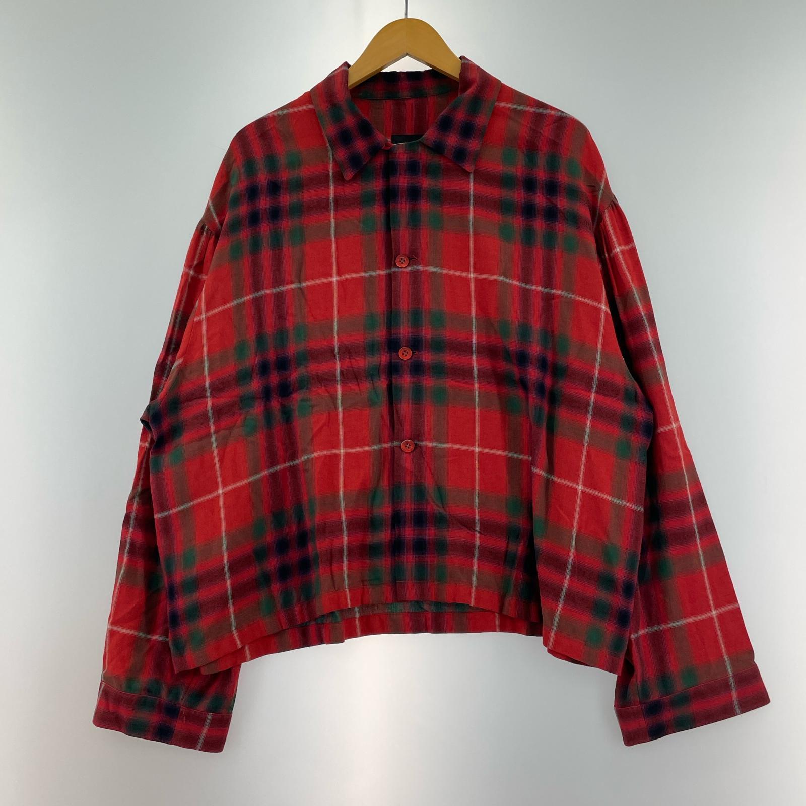 長袖シャツ 22ss チェックオンブレタータンチェックシャツ 42 レッド