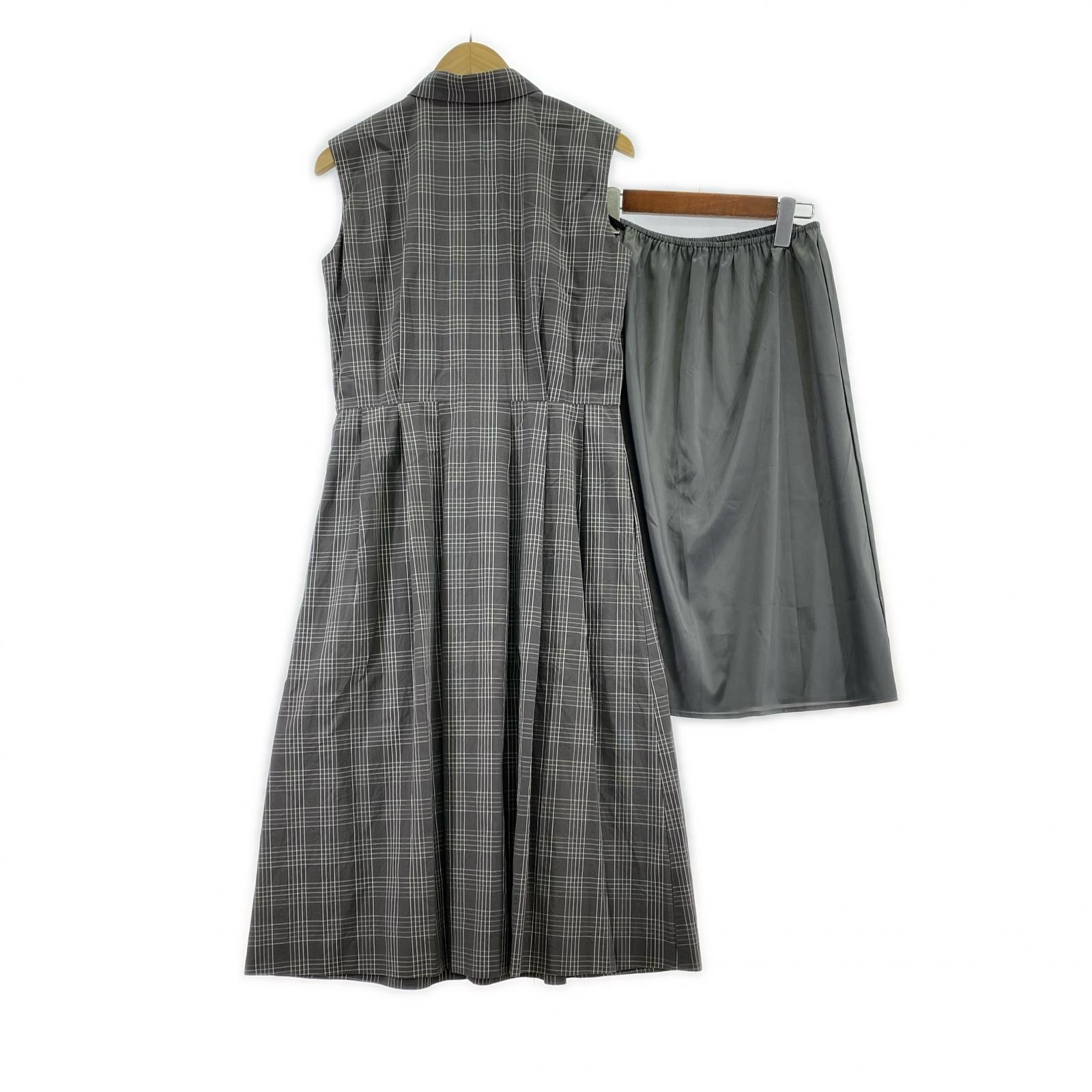 ワンピース MACKINTOSH LONDON ラインチェックコットンワンピース 38 グレー