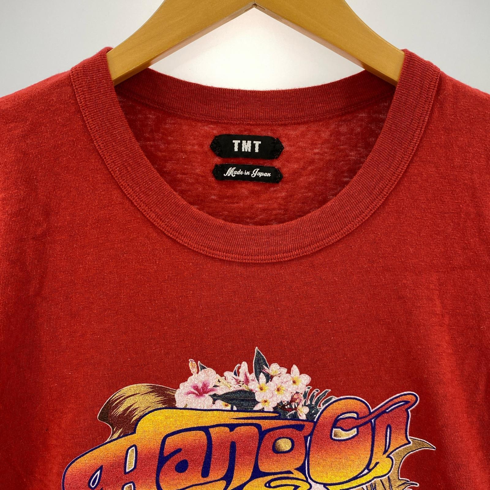 半袖Tシャツ プリントカットソー/赤 L レッド