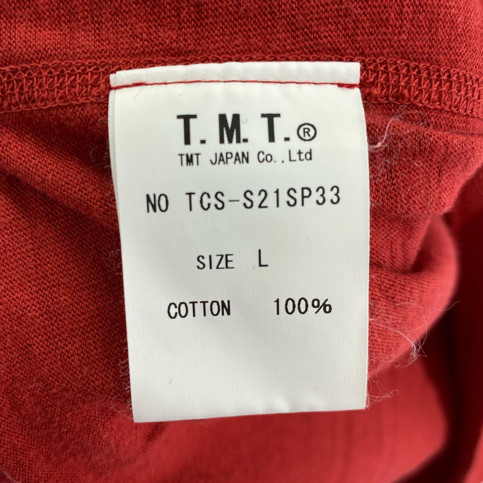半袖Tシャツ プリントカットソー/赤 L レッド