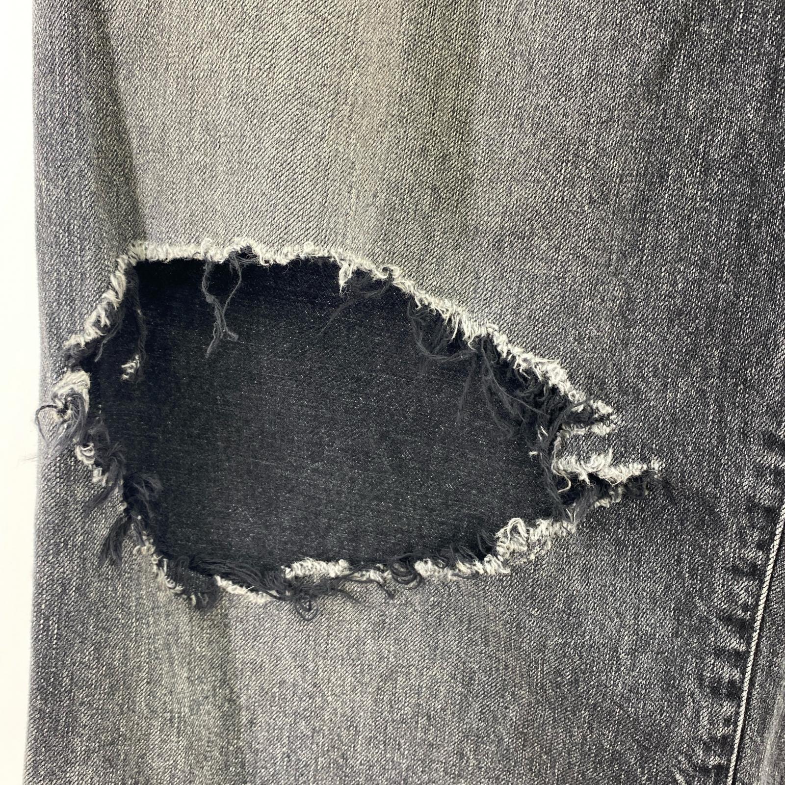 デニムパンツ DAMAGE ONE TUCK WIDE STRAIGHT DENIM 2 ブラック