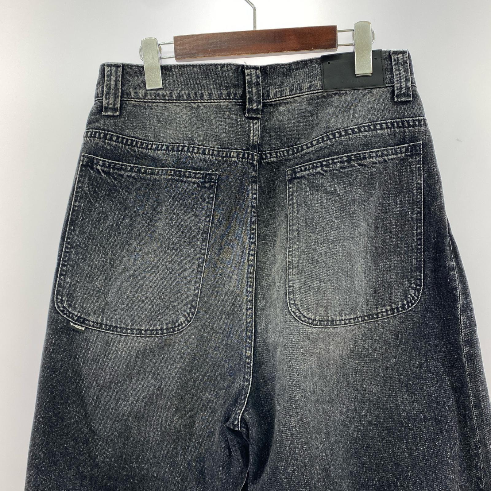 デニムパンツ DAMAGE ONE TUCK WIDE STRAIGHT DENIM 2 ブラック