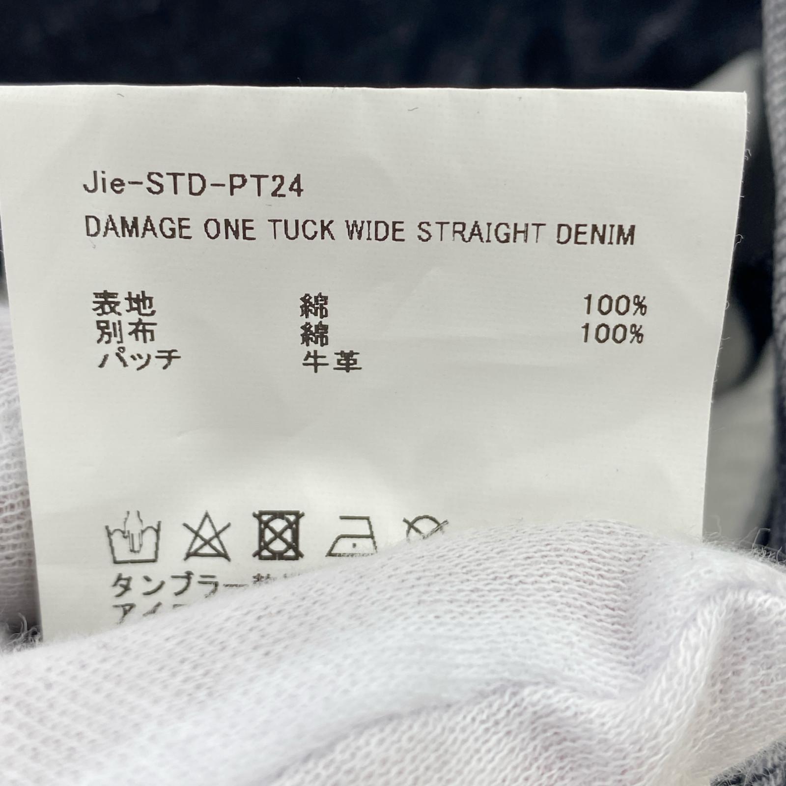 デニムパンツ DAMAGE ONE TUCK WIDE STRAIGHT DENIM 2 ブラック