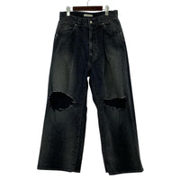 デニムパンツ DAMAGE ONE TUCK WIDE STRAIGHT DENIM 2 ブラック