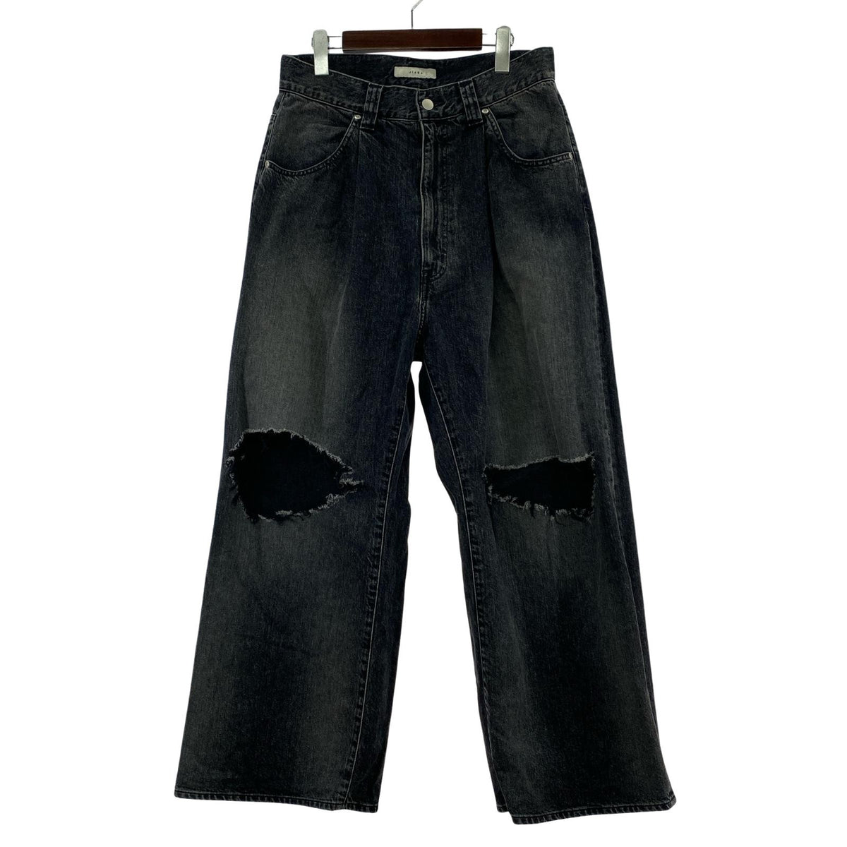 デニムパンツ DAMAGE ONE TUCK WIDE STRAIGHT DENIM 2 ブラック