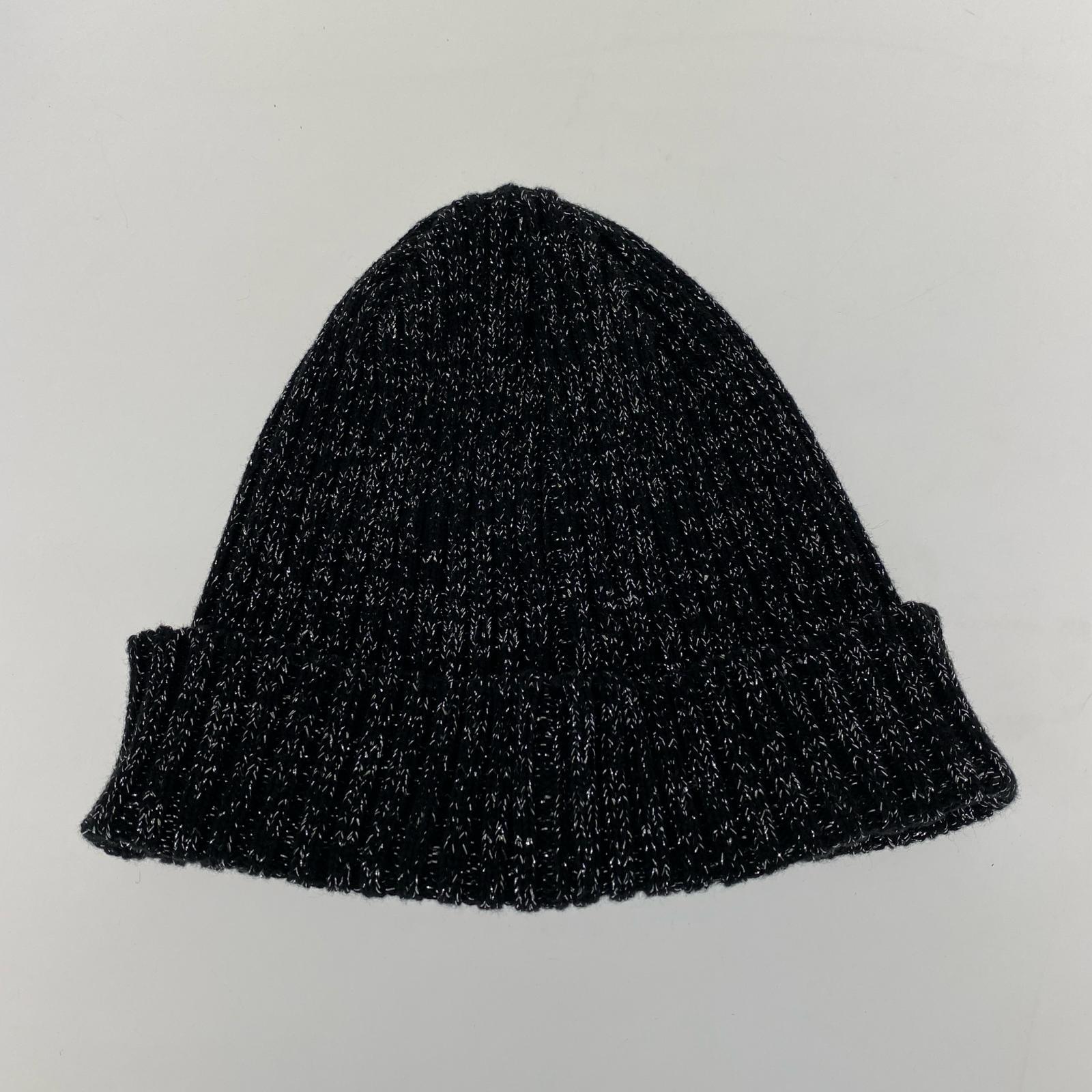ニットキャップ Metallic 黒 ブラック