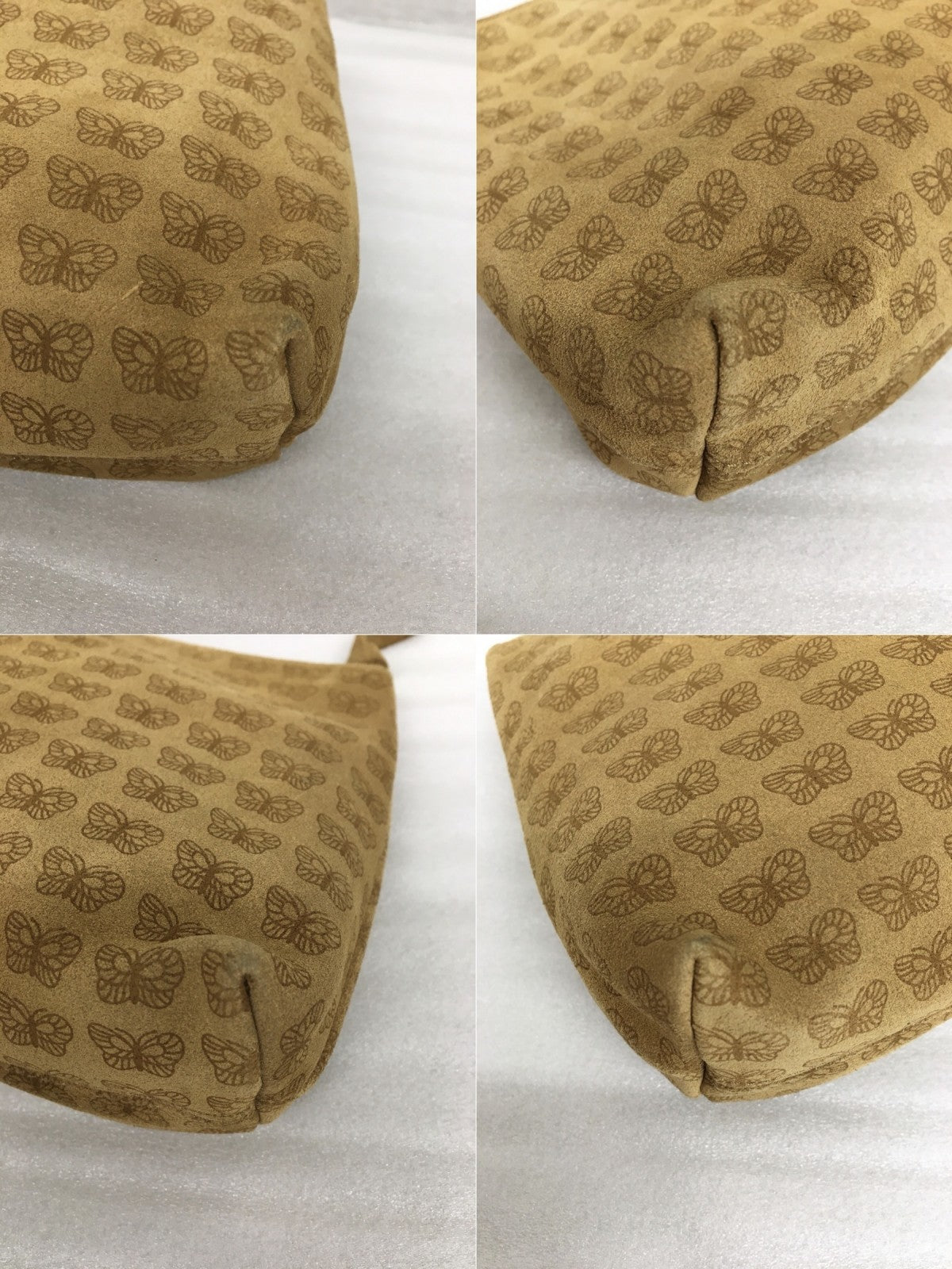 パピヨン スエード ポーチ ベージュ