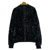 ブルゾン スパンコール ブルゾン 黒 (XL) ブラック