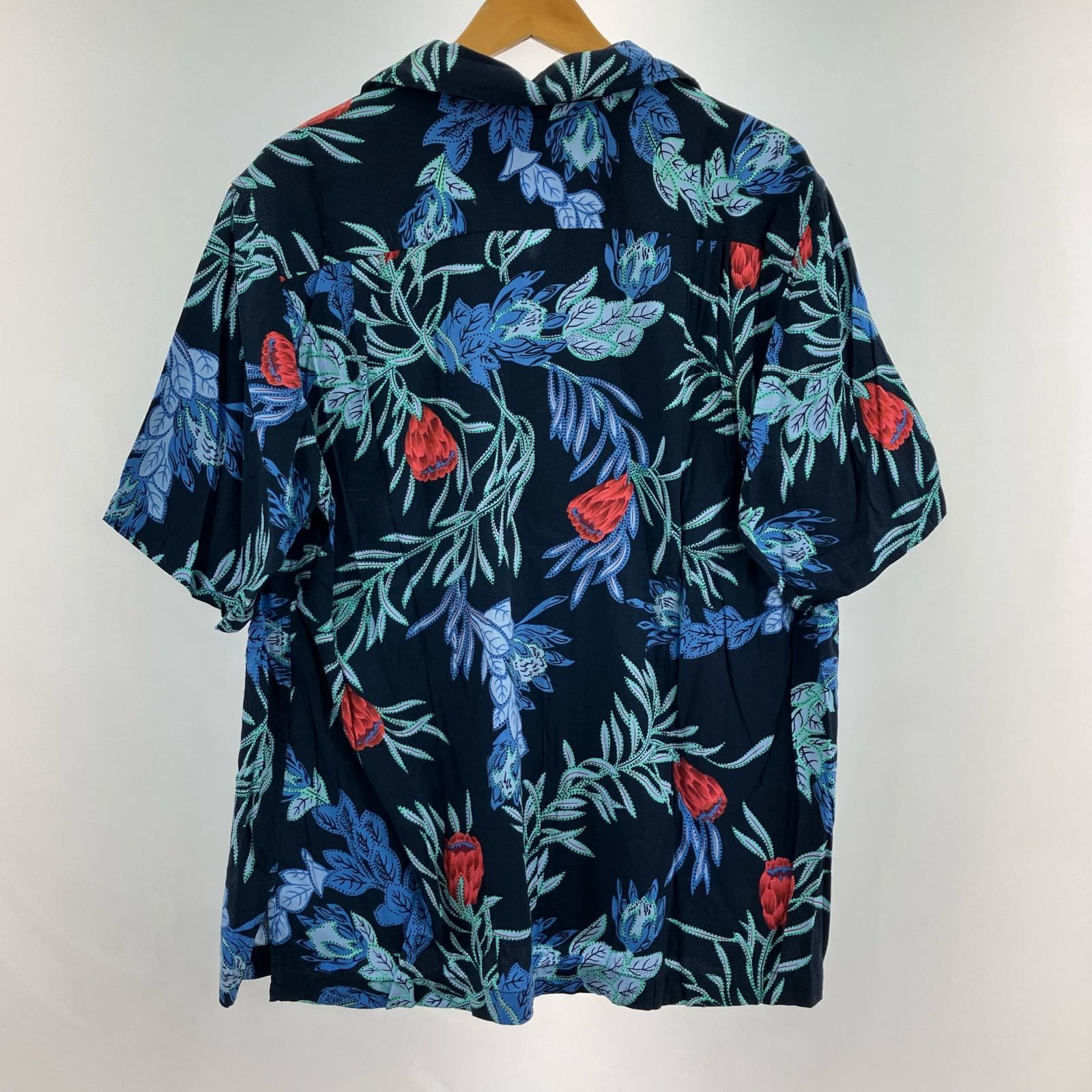 半袖シャツ 花柄シャツ ネイビー (L) L ネイビー