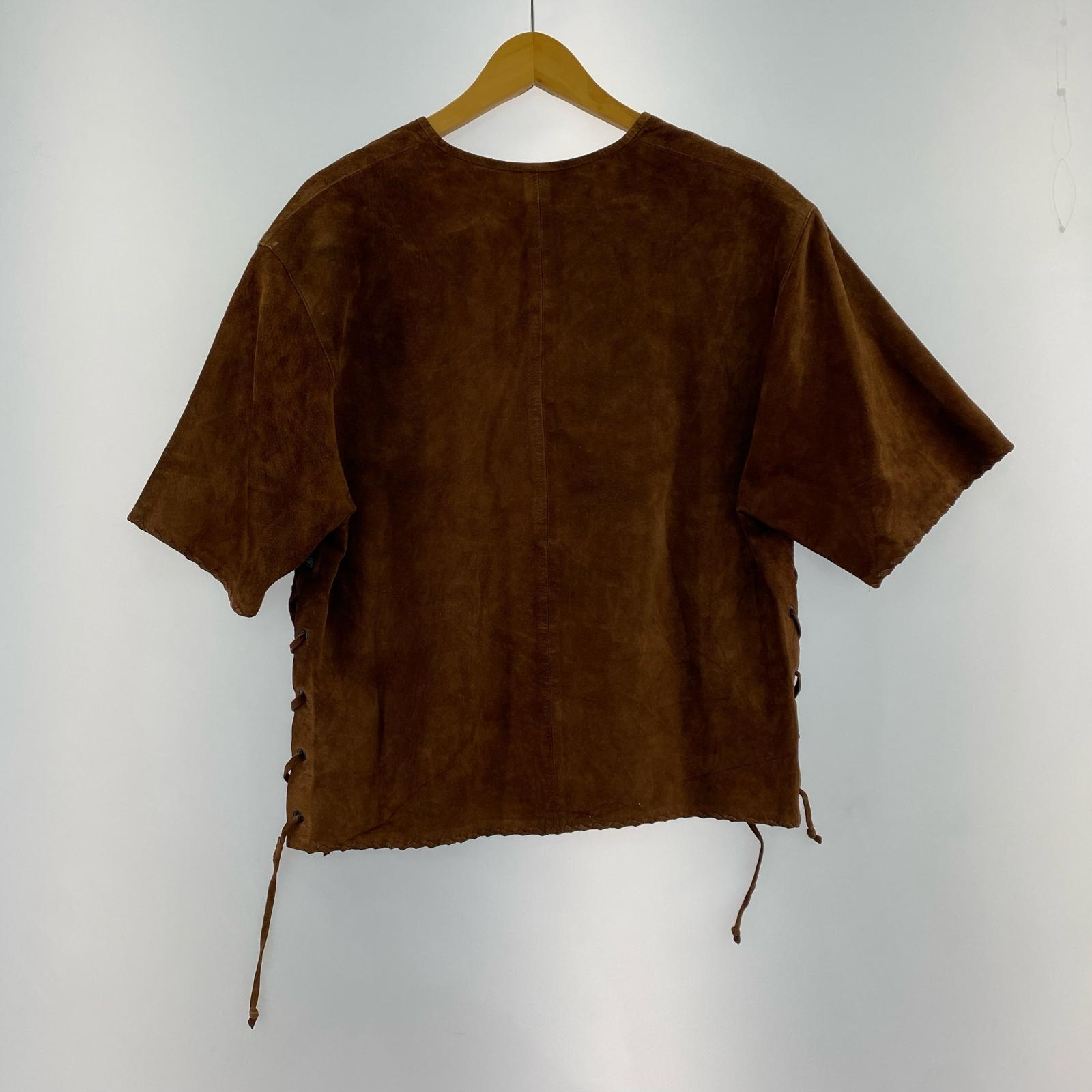 半袖Tシャツ 70s USA製 スエード レースアップシャツ ブラウン