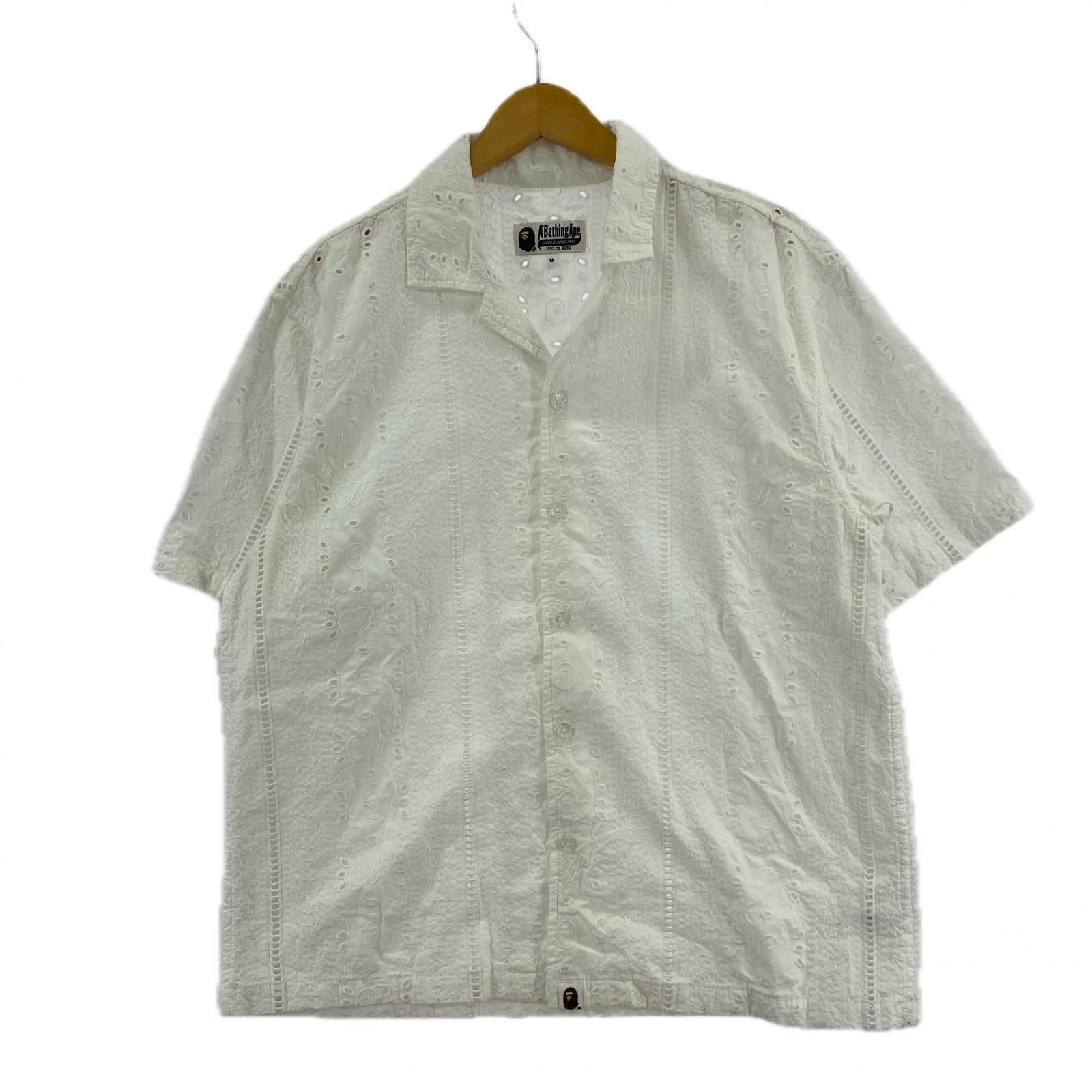 半袖シャツ A BATHING APE Embroidery Open Collar Ss Shirt M ホワイト M ホワイト