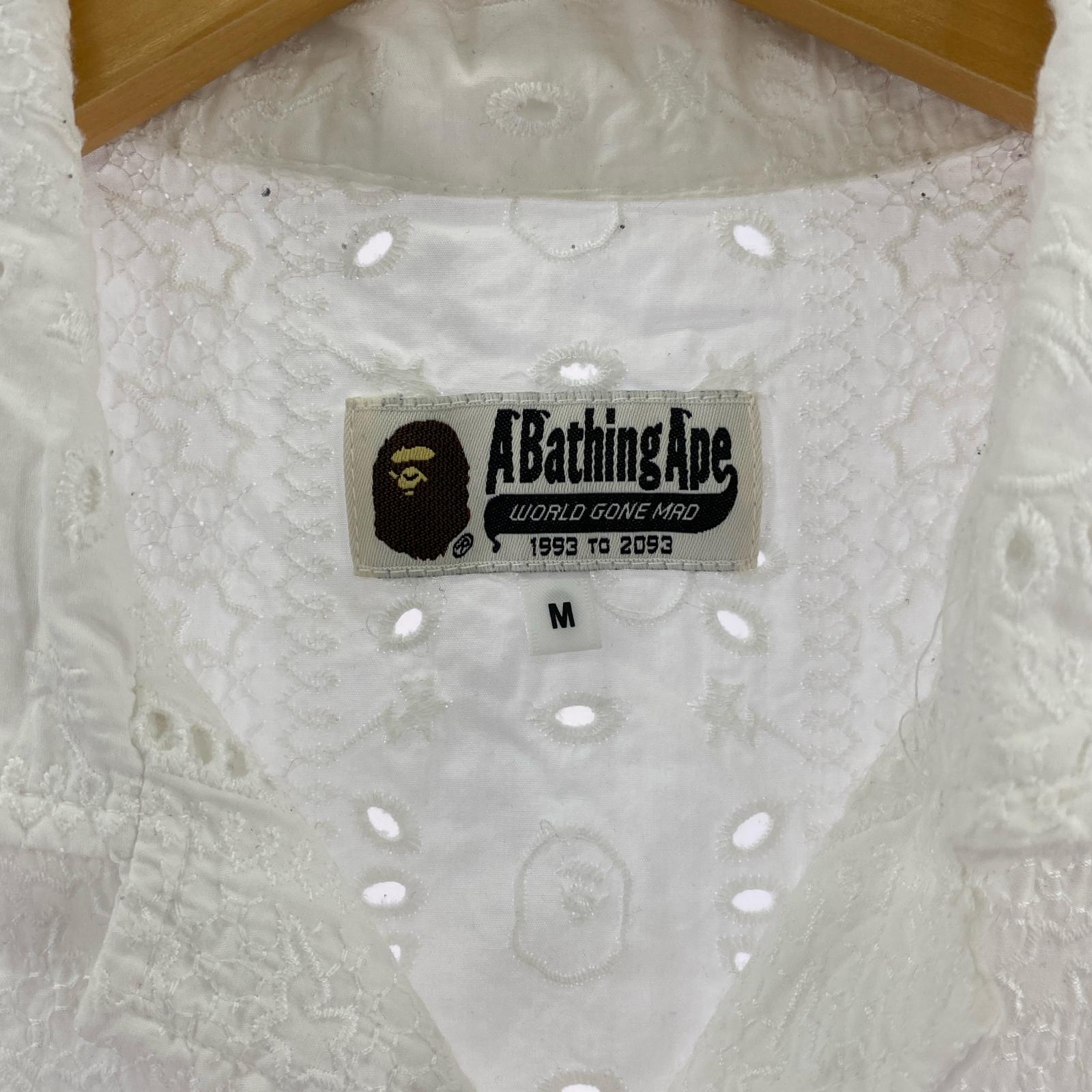 半袖シャツ A BATHING APE Embroidery Open Collar Ss Shirt M ホワイト M ホワイト