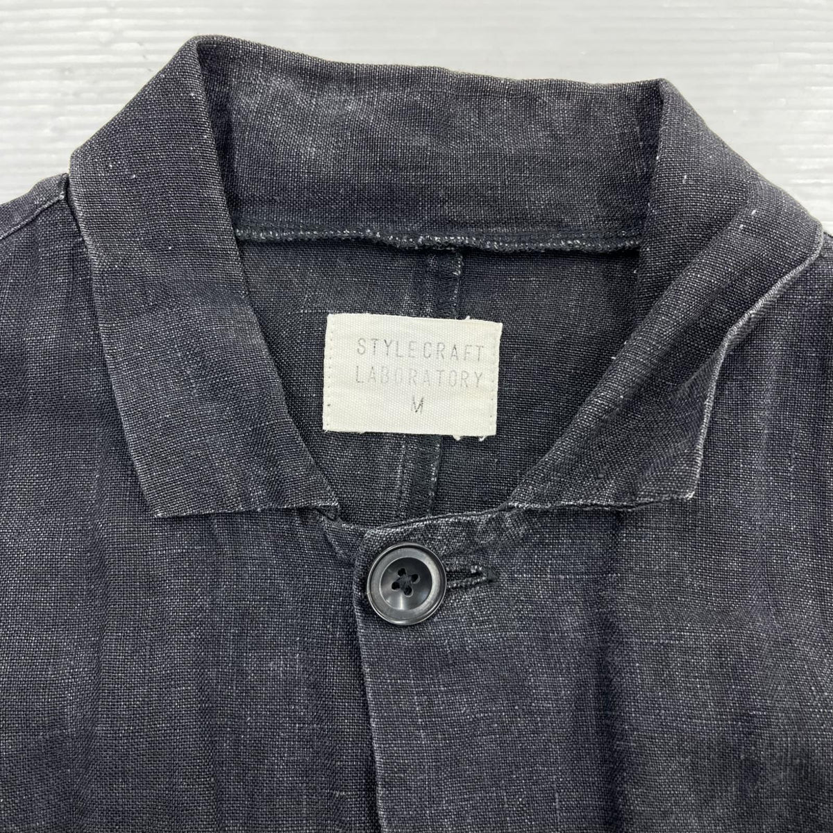 ジャケット STYLE CRAFT LABORATORY ブラックリネン アトリエコート M ブラック