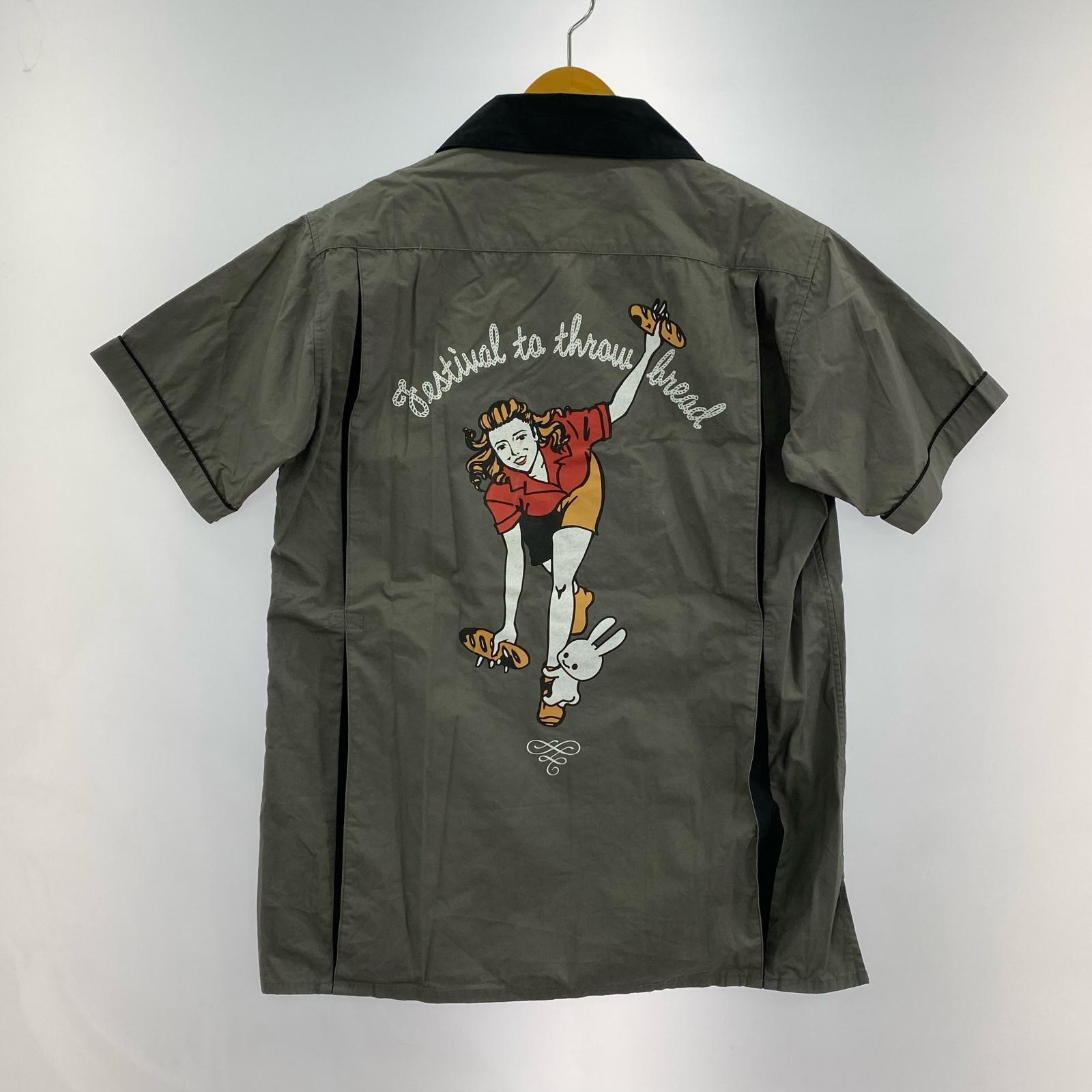 半袖シャツ 半袖 ボーリングシャツ グレー