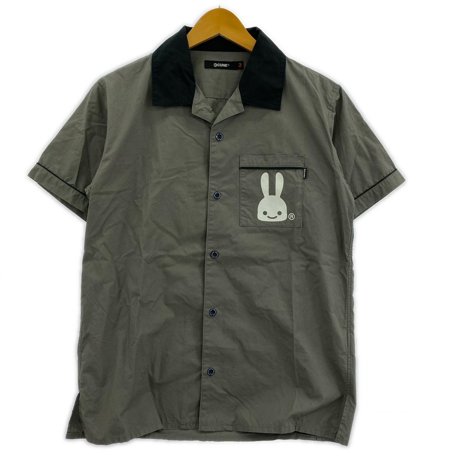 半袖シャツ 半袖 ボーリングシャツ グレー