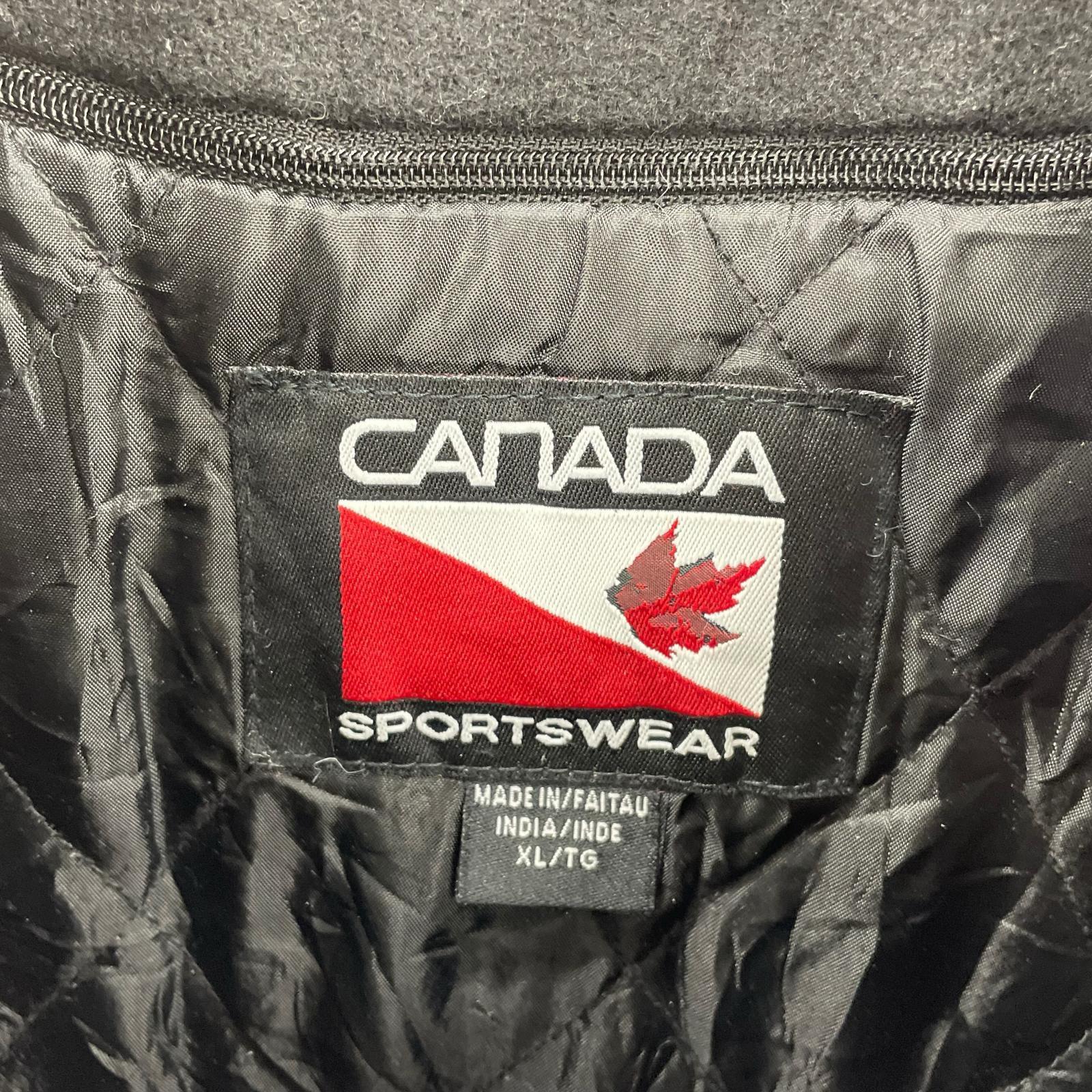 ジャケット CABADA SPORTSWEAR 袖レザー ウールスタジャン 黒 (XL) ブラック
